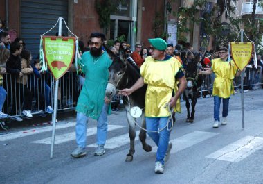 San Cipriano Picentino, Italy - October 27, 2024, Medieval Festival : Donkey race. clipart