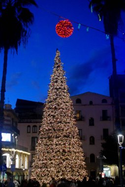 İtalya: Salerno 'da Noel Ağacı, 10 Aralık 2024.