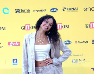 GiFFONI VALONI PIANA, İtalya - 18 Temmuz 2025: Melissa Di Pasca Giffoni Film Festivali 2025 - 18 Temmuz 2025 tarihinde Giffoni Valle Piana, İtalya.