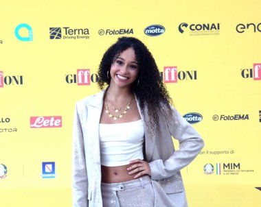 GiFFONI VALONI PIANA, İtalya - 18 Temmuz 2025: Melissa Di Pasca Giffoni Film Festivali 2025 - 18 Temmuz 2025 tarihinde Giffoni Valle Piana, İtalya.