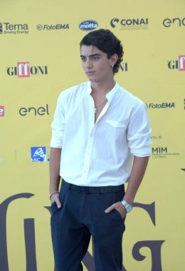 GiFFONI VALİNA PİANA - 18 Temmuz 2025: Samuele Carrino Giffoni Film Festivali 2025 - 18 Temmuz 2025 tarihinde Giffoni Valle Piana, İtalya.