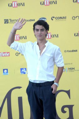 GiFFONI VALİNA PİANA - 18 Temmuz 2025: Samuele Carrino Giffoni Film Festivali 2025 - 18 Temmuz 2025 tarihinde Giffoni Valle Piana, İtalya.