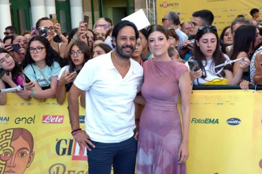 GIFFONI VALLE PİANA - 19 Temmuz 2025: Marta Filippi ve Matteo Branciamore Giffoni Film Festivali 2025 - 19 Temmuz 2025 tarihinde Giffoni Valle Piana, İtalya 'da.