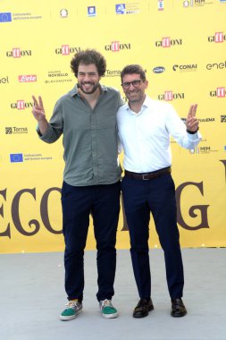 GiFFONI VALLE PİANA - 20 Temmuz 2025: Andrea Pisani ve Fabio Costarella Giffoni Film Festivali 2025 - 20 Temmuz 2025 tarihinde Giffoni Valle Piana, İtalya 'da.