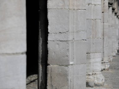 Bir sıra taş, ortaçağ mimari sütunları eski mimari meseleleri için zemin oluşturur.