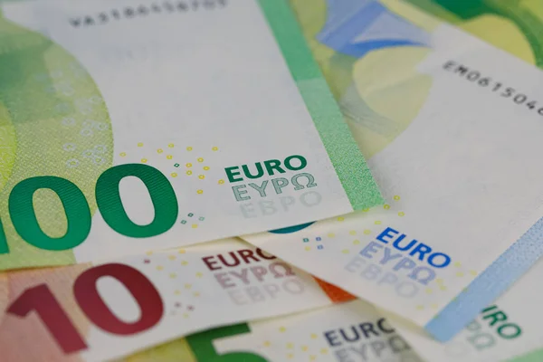 Yan Yana Yerleştirilmiş Avrupa Birliği Banknotları Vardır Euro Banknotları Kağıttan — Stok fotoğraf