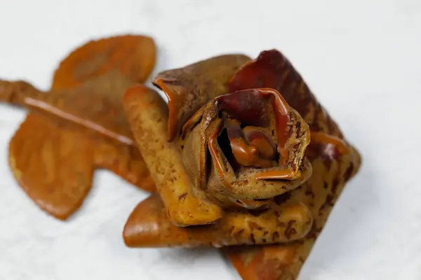 Kámen Termálních Vod Pokrýval Růžový Květ Který Lze Vidět Mramorovém — Stock fotografie