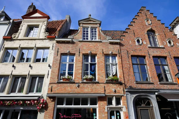 Bruges Belçika Eylül 2022 Bir Tuğla Evin Cephesinin Üst Kısmı — Stok fotoğraf