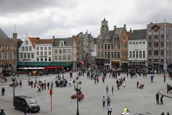 Bruges Belgium September 2022 General View Houses Corner Market Square — Stock Photo, Image