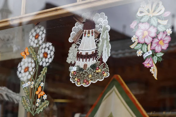 Bruges Belgium September 2022 Shop Window Lace Exposed Sale Lace Stockfoto