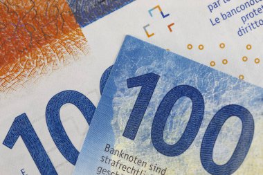 Swiss franc notes can be used as illustrations for many various financial topics. CHF paper money, edition of Swiss banknotes, issued from April 2016 to 2019