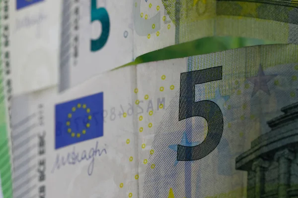 Фрагмент Банкноты Европейского Союза Банкноты Евро Сделаны Бумаги Чистого Хлопкового — стоковое фото