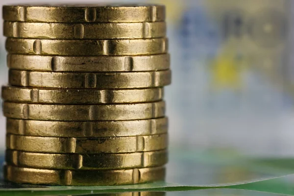 Munt Van Europese Unie Hier Zichtbaar Zijn Munten Papiergeld Achtergrond — Stockfoto