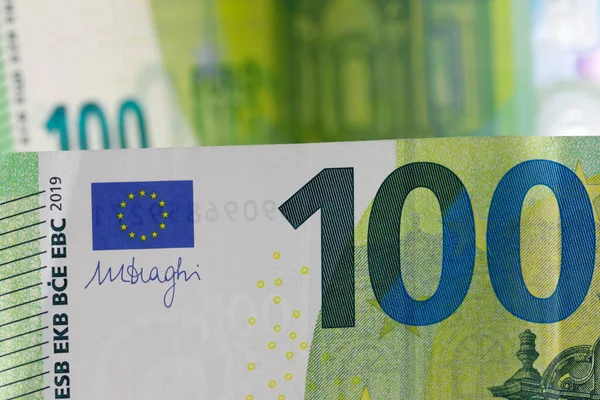 Fragment European Union Banknote Euro Banknotes Made Paper Pure Cotton — Stockfoto