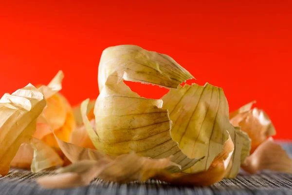 Were Only Pieces Peel Left Heap Peeling Onion — Stock Photo, Image
