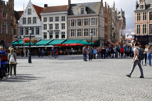 Bruges Belgium September 2022 Cobblestone Market Square Old Part Magnificent — Stock Photo, Image
