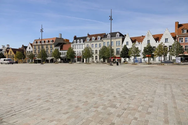 Bruges Belgium September 2022 Empty Square Side Which Apartment Buildings — 스톡 사진