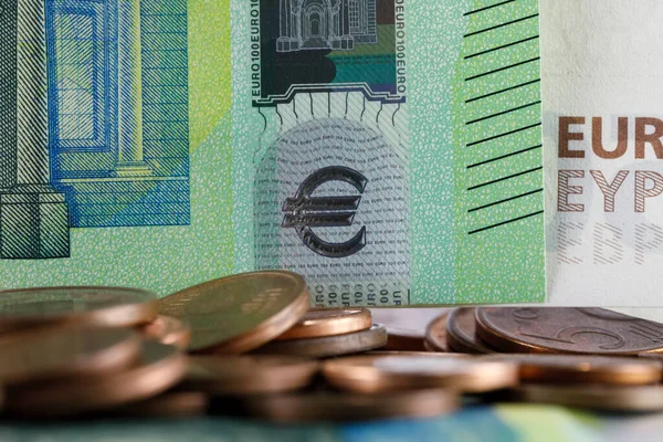 Moneda Unión Europea Visible Aquí Hay Papel Moneda Hay Monedas — Foto de Stock