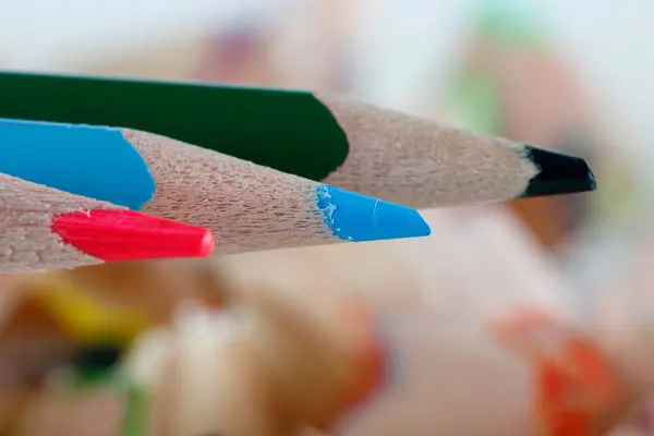 Renkli Kalem Her Biri Farklı Renkte Burada Yakından Gösteriliyor — Stok fotoğraf