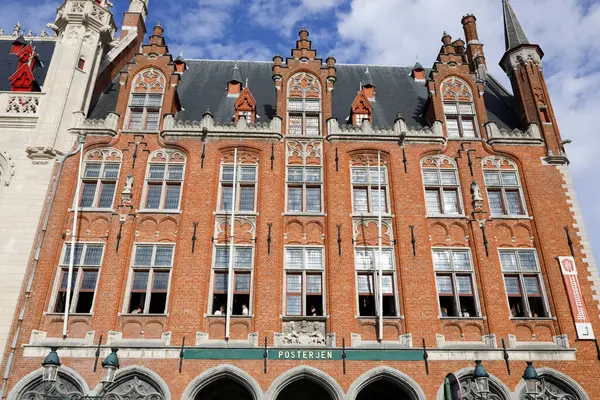 Brujas Bélgica Septiembre 2022 Fachada Ornamentada Gran Edificio Ladrillo Tiene —  Fotos de Stock