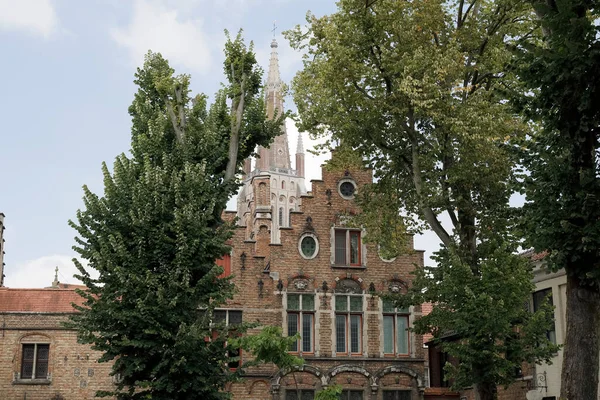 Bruges Belgium September 2022 Fragments Brick Facade Historic House Church — Stock Photo, Image
