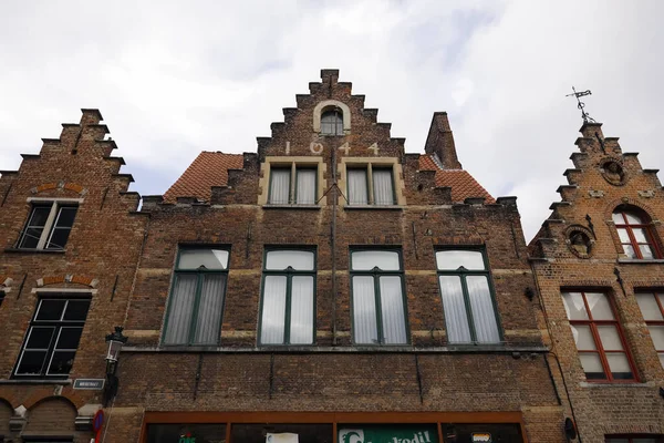 Bruges Bélgica Setembro 2022 Parte Superior Fachada Frontal Uma Casa — Fotografia de Stock