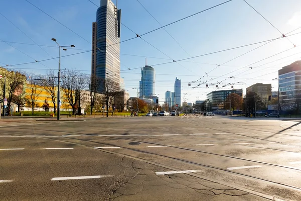 Varsavia Polonia Novembre 2022 Traffico All Incrocio Delle Strade Nelle — Foto Stock