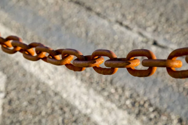 Barrier Here Made Thick Steel Chain Has Rusted You Can — Stock Photo, Image