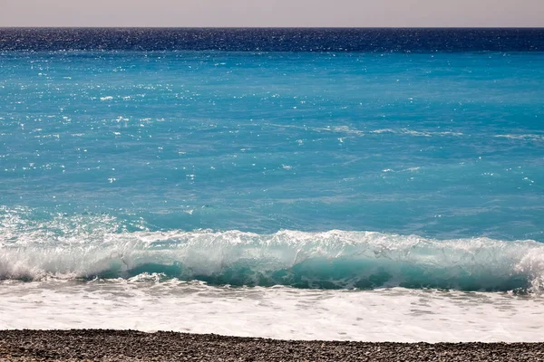 Morze Śródziemne Widziane Brzegu Nicei Francja — Zdjęcie stockowe