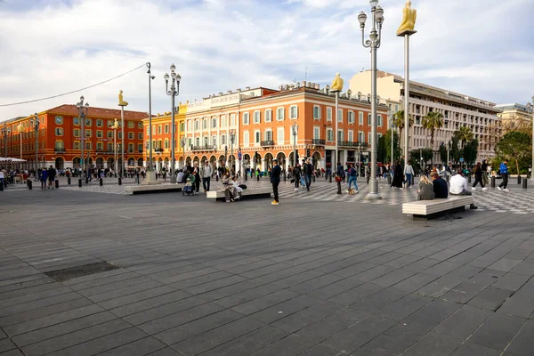 Nice França Abril 2023 Edifícios Praça Massena Praça Principal Cidade — Fotografia de Stock
