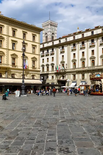 Florencja Włochy Kwietnia 2023 Budynki Placu Piazza Della Repubblica Górną — Zdjęcie stockowe