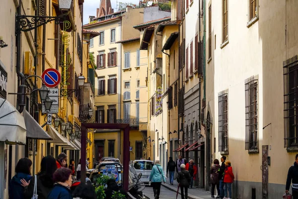 Florencja Włochy Kwietnia 2023 Wąska Uliczka Starym Mieście Domami Mieszkalnymi — Zdjęcie stockowe