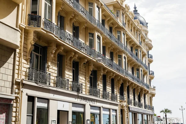 Nizza Frankreich April 2023 Dekorative Fassade Eines Großen Gebäudes Mit — Stockfoto