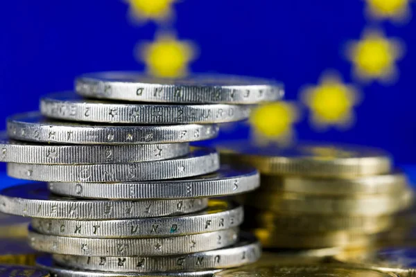 Las Monedas Que Muestran Aquí Son Moneda Unión Europea Mostrada —  Fotos de Stock