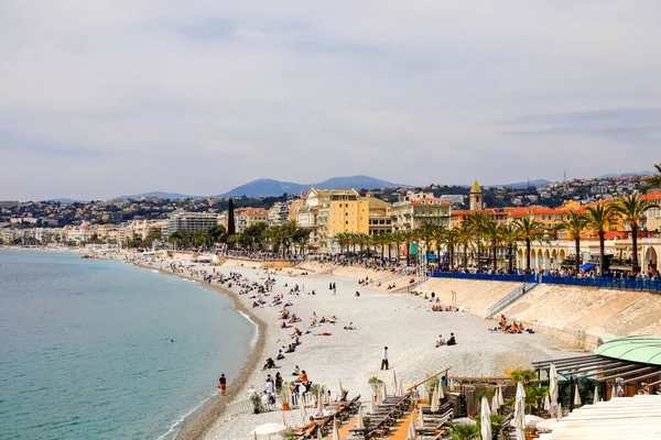 Nizza Frankreich April 2023 Ein Blick Entlang Der Küste Der — Stockfoto