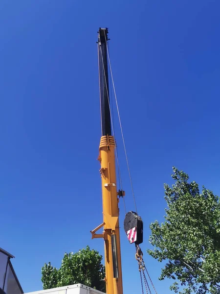 Madrid Spain 2022 Crane Hook Lift Heavy Weights — Stock Photo, Image