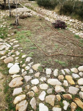 Bir parkta damlatma sulama