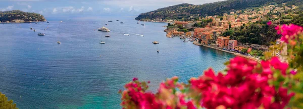 Panorama Över Franska Rivieran Med Villefranche Sur Mer Pittoresk Medeltida — Stockfoto