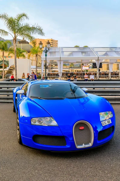 Monte Carlo Monaco May 2022 Blue Bugatti Veyron Luxury Supercar — Stock Photo, Image