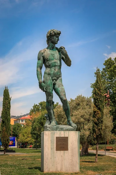 Nice France May 2022 Michelangelo Sculpture David Bronze Coulee Verte — Stok fotoğraf