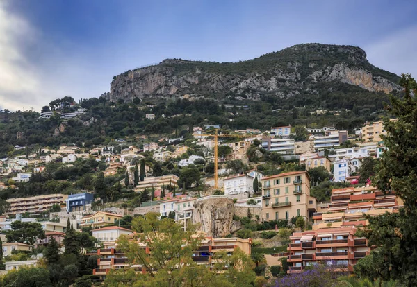 Widok Luksusowych Domów Budynków Mieszkalnych Stronie Górskiej Roquebrune Cap Martin — Zdjęcie stockowe