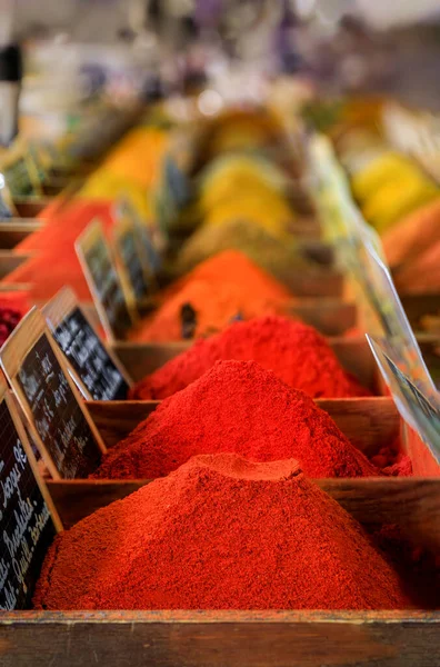 Bulk Spices Curry Saffron Garam Masala Paprika Local Provencal Farmers — Stock Photo, Image