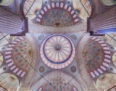 Istanbul, Turkey - November 8, 2023: Ornate dome of Sultan Ahmed or Blue Mosque, majestic Ottoman imperial mosque with blue tiles, major historic site