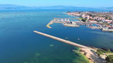 Villanueva Arosa, Vilanova de Arousa hava manzaralı, Pontevedra, Galiçya İspanya