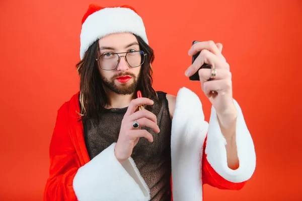 New Year Gay Party Gay Man Santa Suit Equality Lgbt — Stock Photo, Image