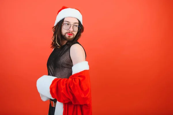 男女同性恋 双性恋和变性者社区庆祝新年 圣诞老人是同性恋 — 图库照片
