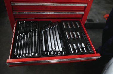 A set of tools for repair in car service.