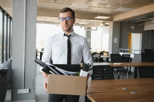 Business Firing Job Loss Concept Fired Male Office Worker Box — Photo