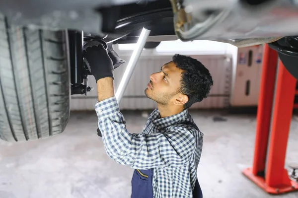 Indiska Glad Auto Mekaniker Blå Kostym — Stockfoto