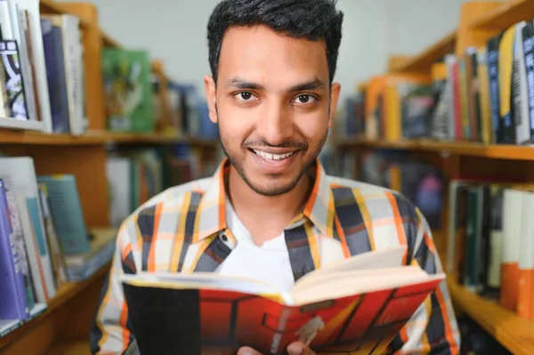 Happy Smart Indian Arabian Guy Mixed Race Male University Student — Stock Photo, Image
